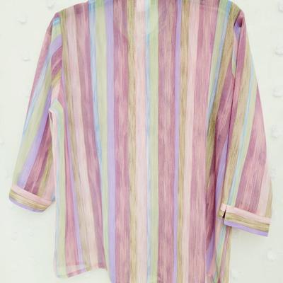 BONWORTH WOMENS SHEER BUTTON UP SHIRT SIZE S