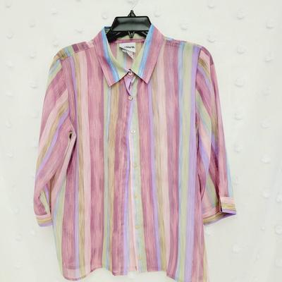 BONWORTH WOMENS SHEER BUTTON UP SHIRT SIZE S