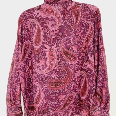 BONWORTH WOMENS PINK PAISLEY BUTTON UP SIZE PETITE XS
