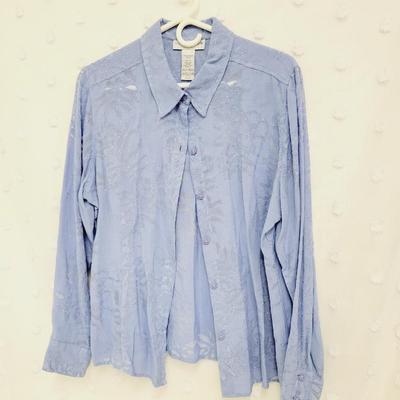 SAG HARBOR WOMEN'S SHEER FLORAL BUTTON UP SIZE 16P