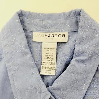 SAG HARBOR WOMEN'S SHEER FLORAL BUTTON UP SIZE 16P