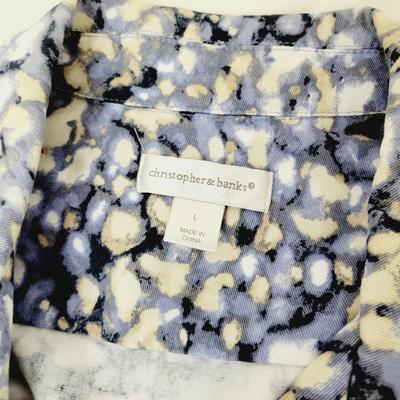 CHRISTOPHER & BANKS WOMENS BLUE YELLOW BLAZER SIZE L