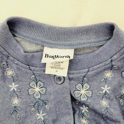 BONWORTH  WOMENS BUTTON UP FLOWER SWEATER SIZE M