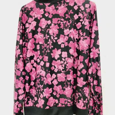 ACTIVE PINK AND BLACK FLORAL ZIP UP SWEATER SIZE 14/16W