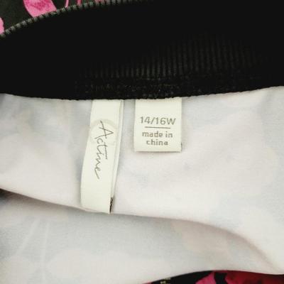 ACTIVE PINK AND BLACK FLORAL ZIP UP SWEATER SIZE 14/16W