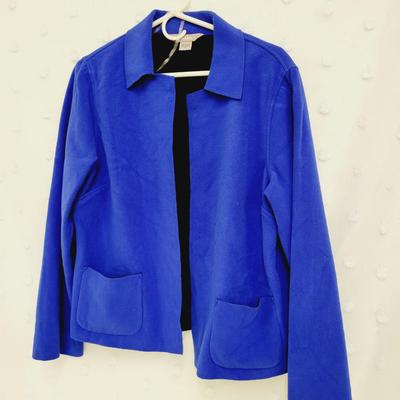 TANJAY WOMENS BLUE FLEECE COZY CARDIGAN SIZE 12