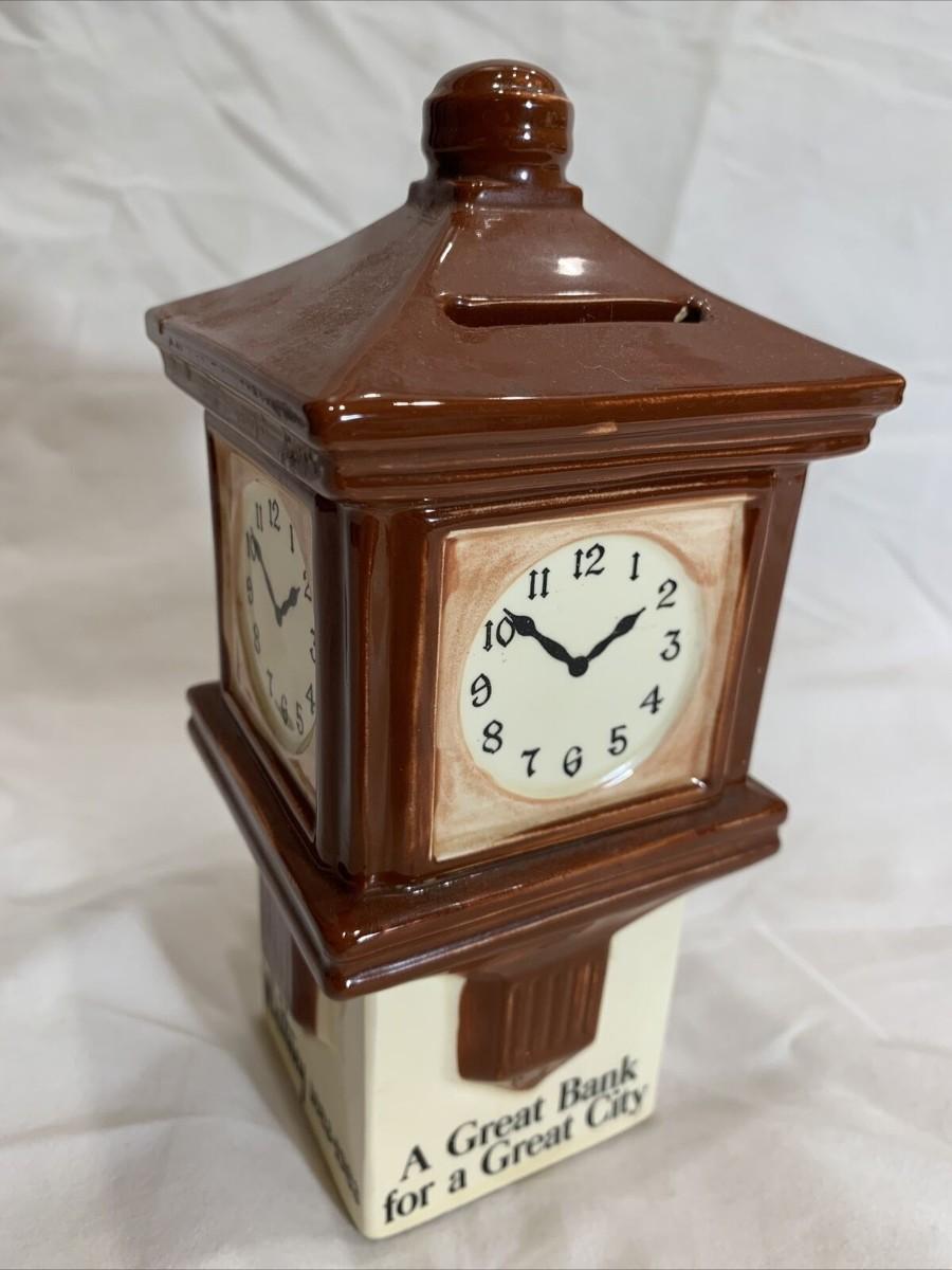 Whitney Bank Clock of New Orleans LA Promotional Brown Ceramic Clock