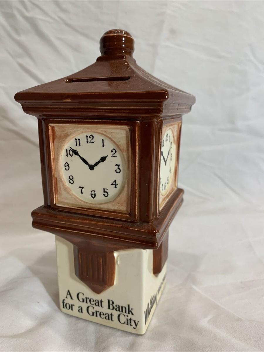 Whitney Bank Clock of New Orleans LA Promotional Brown Ceramic Clock