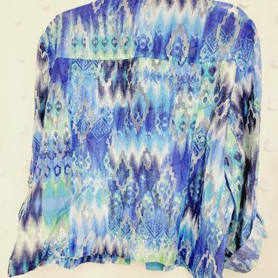 RUBY RD. WOMENS PRETTY BLUE BUTTON UP TOP SIZE 14