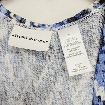 ALFRED DUNNER WOMENS BLUE LONG CARDIGAN SIZE M