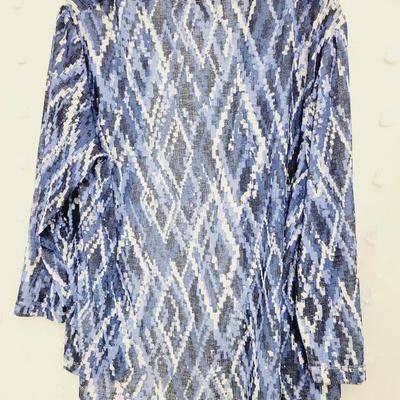 ALFRED DUNNER WOMENS BLUE LONG CARDIGAN SIZE M