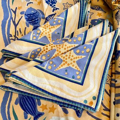 LOT 174  SUMMER BEACHY COTTON TABLE CLOTHS