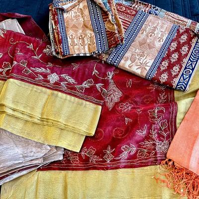 LOT 176  GROUP OF EXOTIC TEXTILES ORGANZA SILK EMBROIDERY