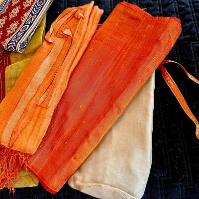 LOT 176  GROUP OF EXOTIC TEXTILES ORGANZA SILK EMBROIDERY