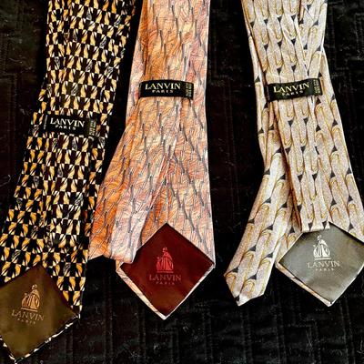 LOT 180  DESIGNER MENS SILK TIES LANVIN PARIS