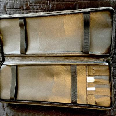 LOT 182  QUIET POWER TIE RACK SHARPER IMAGE & LEATHER ZIPPERED TIE TRAVEL CASE