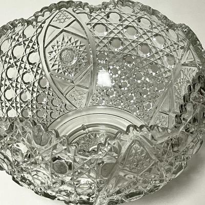 LOT 188   VINTAGE PRESSED GLASS PUNCH BOWL & 18 CUPS