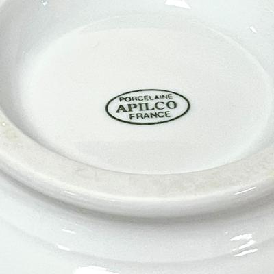 LOT 190  WHITE PORCELAIN ALPILCO FRANCE FOOTED BOULLION BOWLS W/EARS