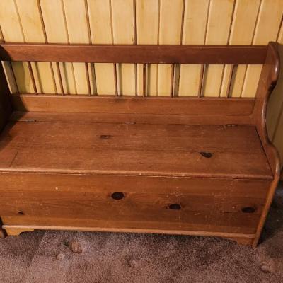 Vintage Solid Wood Bench with Storage 42x16x28