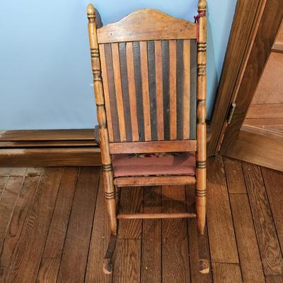 Antique Child's Rocking Chair Needle Point Seat