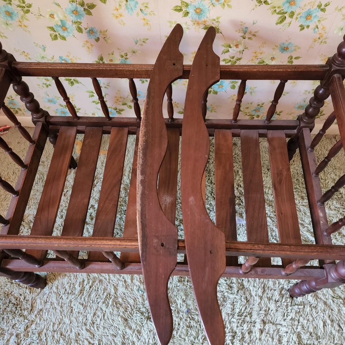 Antique Jenny Lind Spindle Baby Crib / Rocking