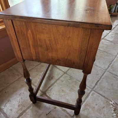 Vintage Solid Wood Side Table With Lock 42X17x30