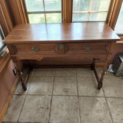 Vintage Solid Wood Side Table With Lock 42X17x30