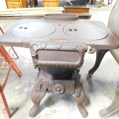 Antique Double Burner No. 8 Cast Iron Stove and Warmer
