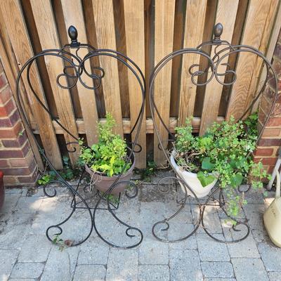 2 Outdoor Plant stands with plants