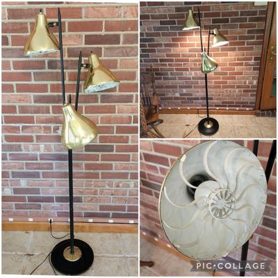Vintage MCM Mid Century 3 Lamp Floor Lamp 60