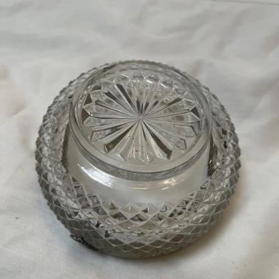 Small Diamond Point  Crystal Bowl with Silver Plated Rim. 3 Silver Designs. 4-1/2â€