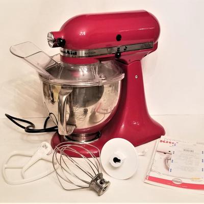 Lot #88 Super KITCHEN AID Red Table Mixer with attachments/book