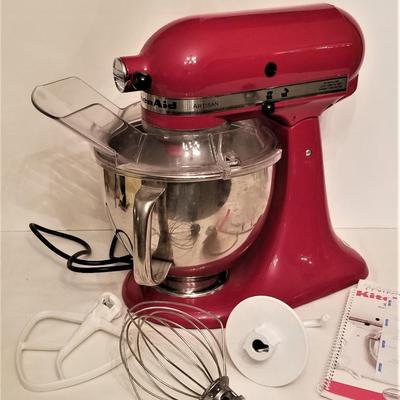 Lot #88 Super KITCHEN AID Red Table Mixer with attachments/book