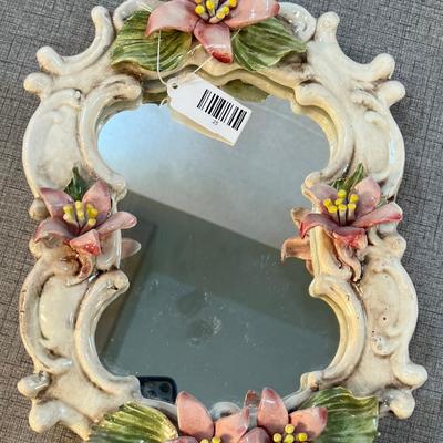 Vintage Capodimonte De Monte Floral Mirror