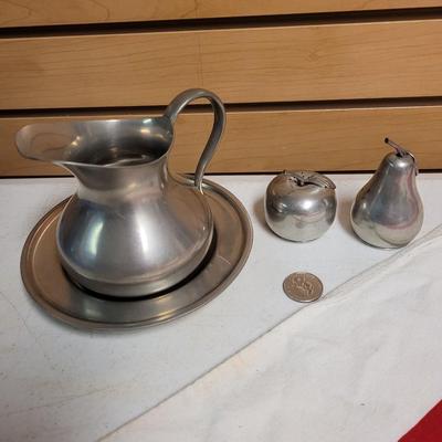 Made in Holland Pewter Pitcher and Saucer.  