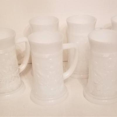 Lot #107 Set of 6 Vintage Milk Glass Tankards