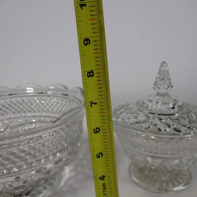 Diamond Cut Crystal Glass Decanter Candy Dish Vase Fruit Bowl