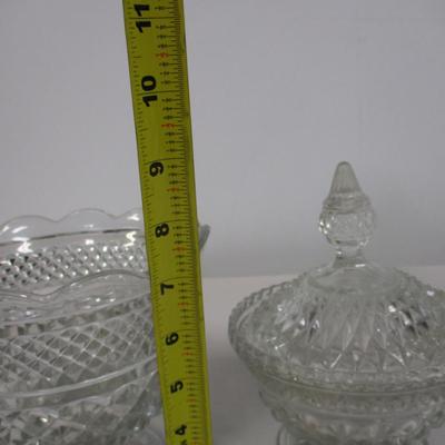 Diamond Cut Crystal Glass Pitcher Candy Dish Vase Fruit Bowl