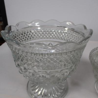 Diamond Cut Crystal Glass Pitcher Candy Dish Vase Fruit Bowl