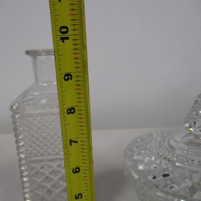Diamond Cut Crystal Glass Candy Dish Vase Decanter Serving Platter