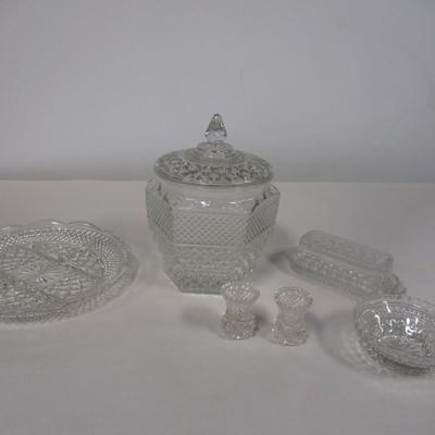 Diamond Cut Crystal Glass Relish Dish Butter Dish Nut Bowl Cookie Jar