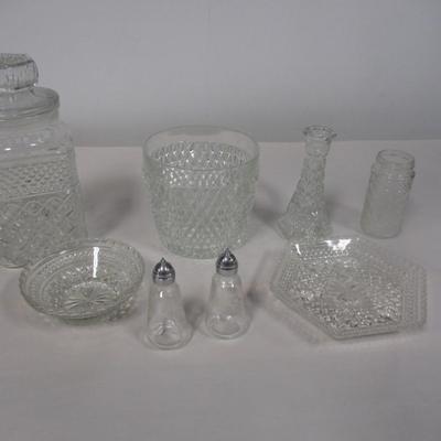 Diamond Cut Crystal Glass Flour Canister Ice Bucket Vase