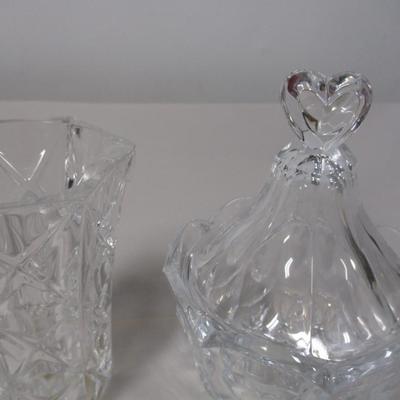 Crystal Toothpick Holder Nut Server Heart Candy Dish