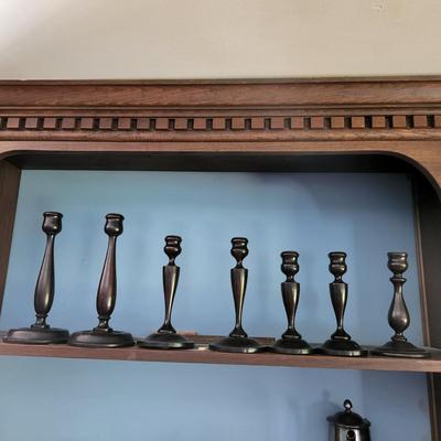 Lot of 7 Wood Candle Holders