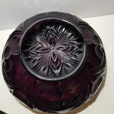 Glass Purple Amethyst Inverted Thistle Glass Bowl 8