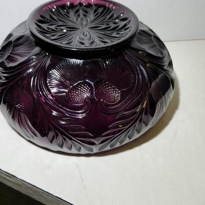 Glass Purple Amethyst Inverted Thistle Glass Bowl 8