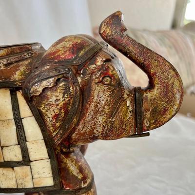 Four Wooden Carved Elephants