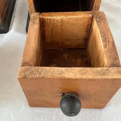 Wood Carved Bookends with Two Wood Boxes  (D-JM)