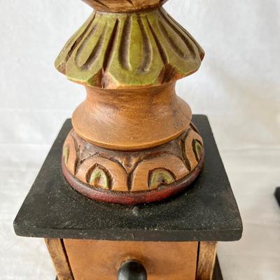 Wood Carved Bookends with Two Wood Boxes  (D-JM)