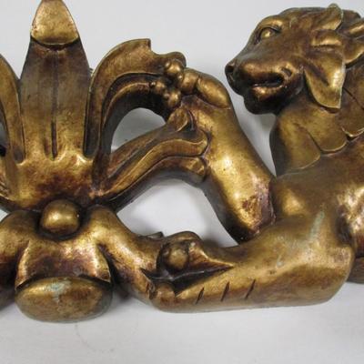 Pair Of Cornice Gold Lions (see all pictures) European Style Sculpture
